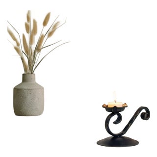 Cadence Candlestick | Handcrafted Curved Metal Candle Holder for Artistic Decor For Sale