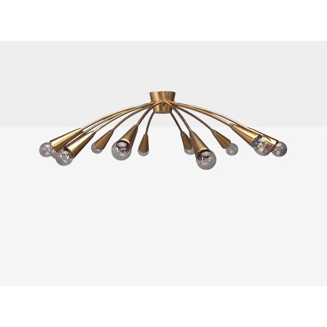 J.T. Kalmar 1960s Style After j.t. Kalmar Mid Century Modern Spider Flushmount Chandelier, Brass For Sale - Image 4 of 12