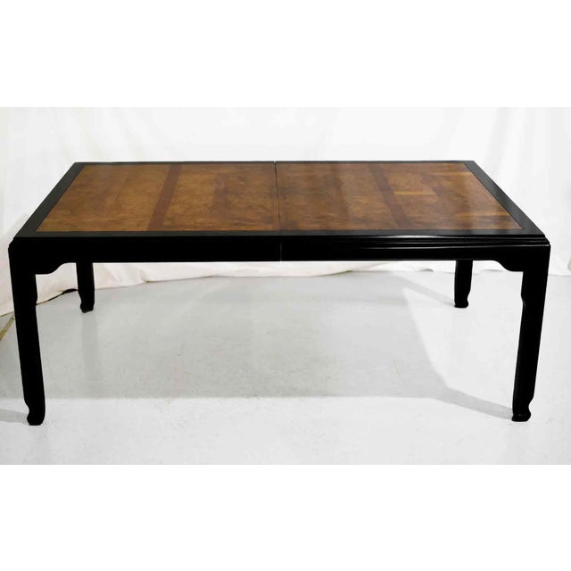 Century Furniture Mid-Century Modern Chin Hua Burlwood & Black Dining Table by Ray Sobota for Century Furniture 98" For Sale - Image 4 of 9