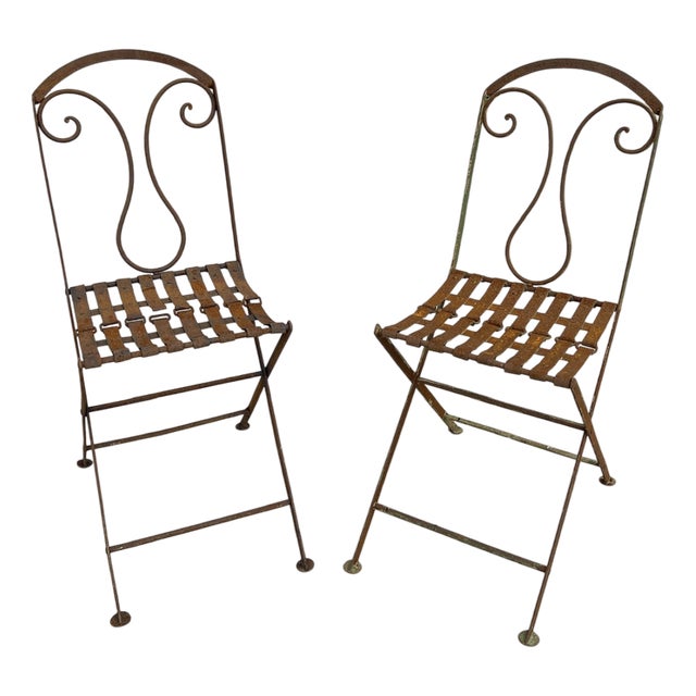 French Folding Garden Chairs, 19th Century, Set of 2 For Sale