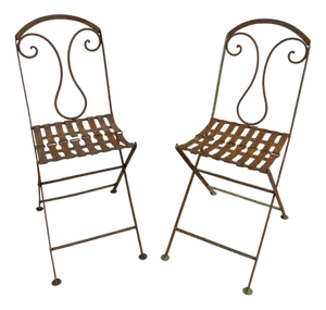 French Folding Garden Chairs, 19th Century, Set of 2