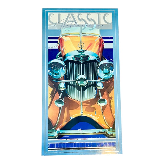 Vintage Classic Reflections, Mercedes Benz Lithograph on Mirrored Mylar For Sale
