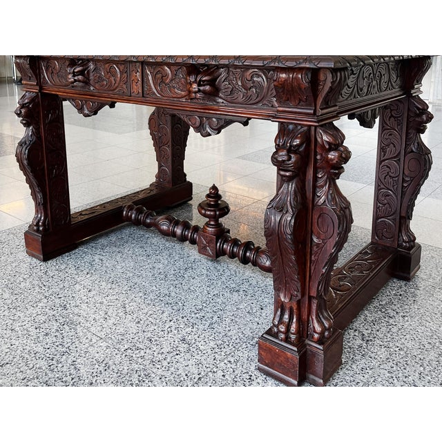 Late 19th Century 19th Century Carved Oak Desk in the Style of Style of R. J. Horner & Co. For Sale - Image 5 of 18