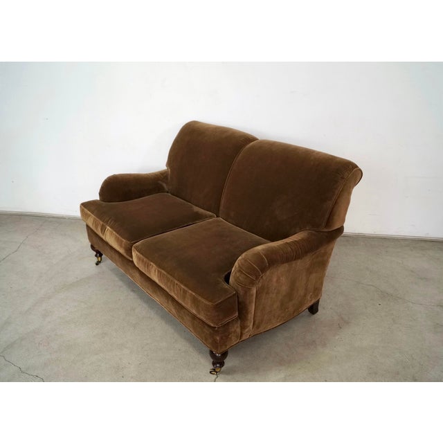 Hollywood Regency George Smith Style English Roll-Arm Loveseat For Sale In Los Angeles - Image 6 of 12