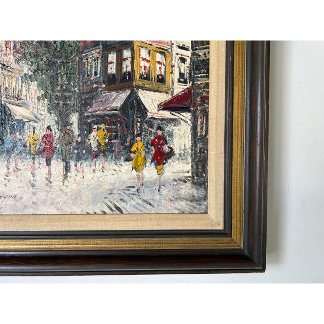 1960's Heyer Impressionist Winter Cityscape Paris Street Scene Oil Painting on Canvas For Sale In Miami - Image 6 of 12