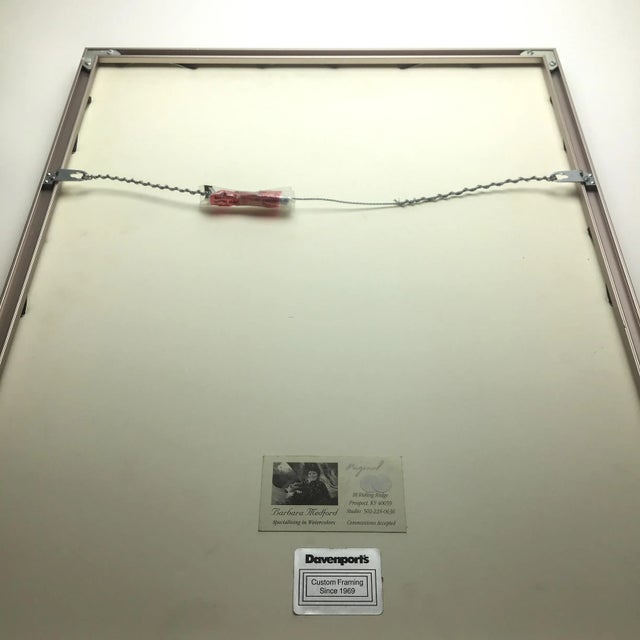 Raspberry Pink Modern Abstract Artisanal Framed Watercolor Painting For Sale - Image 8 of 10