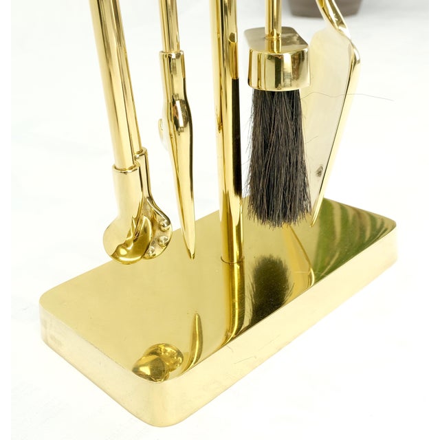 Set of Quality Mid Century Modern Brass Fireplace Tools For Sale - Image 4 of 16