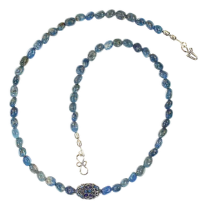 Ajd 21 Inch Lapis Nugget Necklace With Blue Cloisonne Focal