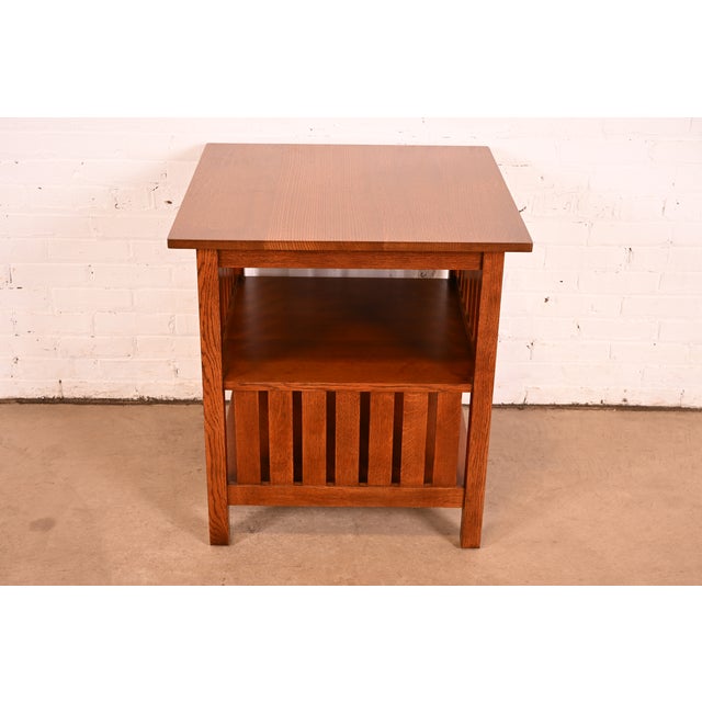 Mission Stickley Mission Oak Arts & Crafts Spindle Side Table, Newly Refinished For Sale - Image 3 of 12