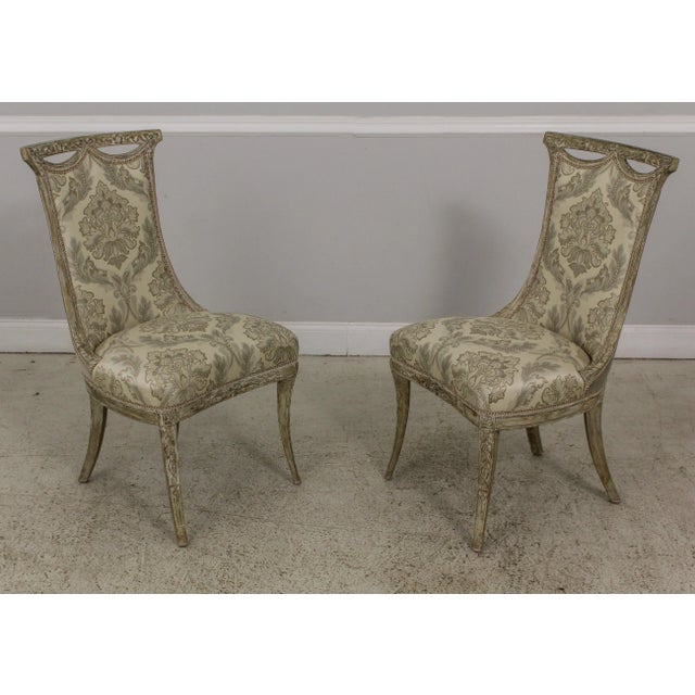 Pair French Regency Paint Decorated Fireside Chairs For Sale - Image 13 of 13