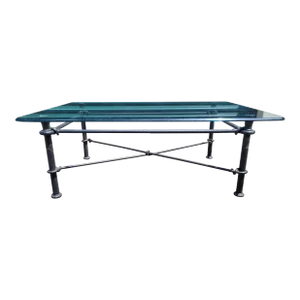 1990s Giacometti Style Iron & Glass Coffee Table