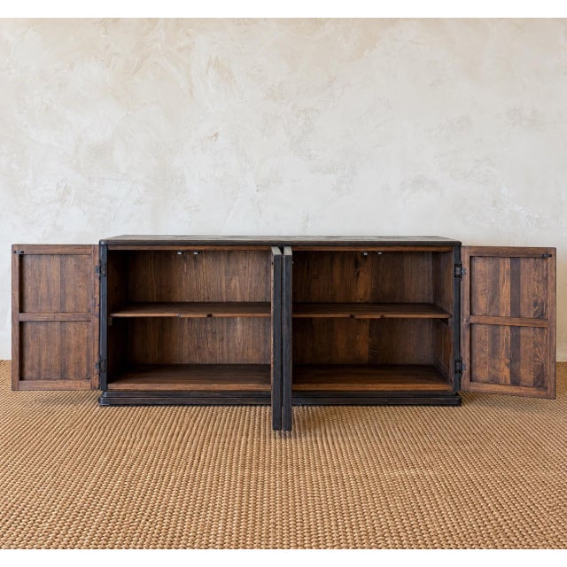 Reeded Credenza in Weathered Black Cabinet For Sale - Image 15 of 18