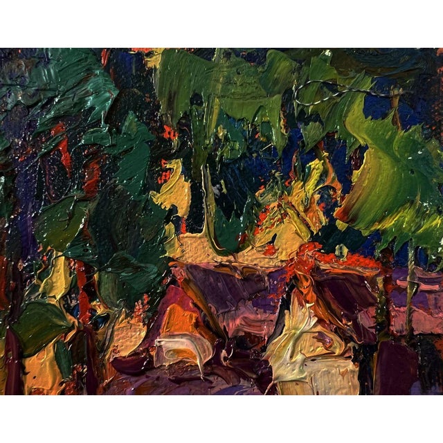 Oil Painting Orange Sunset Behind the Trees Oksana Ivanyuk For Sale - Image 6 of 8