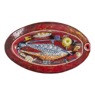 Decorative Ceramic Plate by Carlo Zauli, Italy, 1950 For Sale