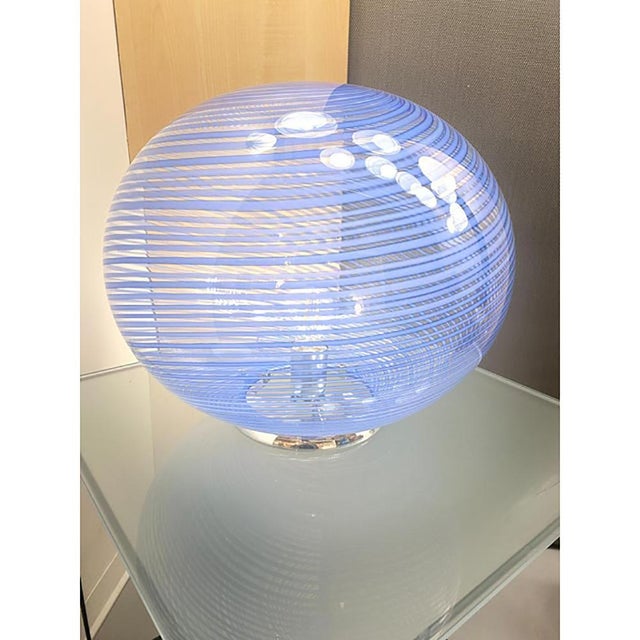 Blue Swirling Murano Glass Table Lamp by Simoeng For Sale - Image 6 of 8