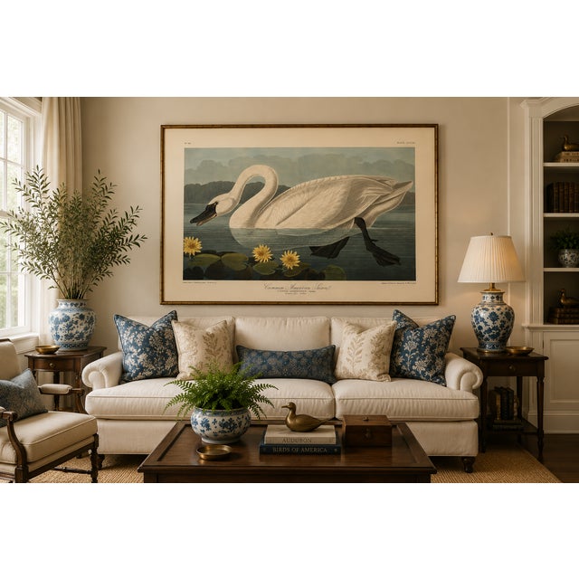 Ivory Common American Swan, Museum Style Audubon Bird Print, 24" X 16" For Sale - Image 8 of 10