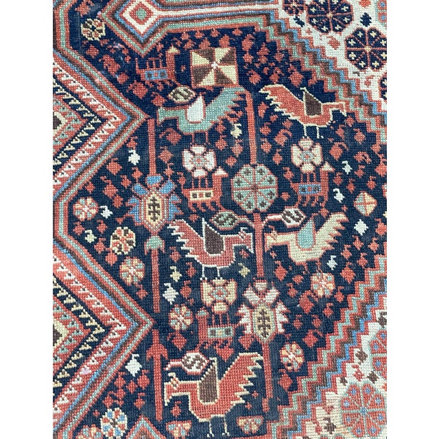 Late 19th Century Antique Persian Qashqai Rug 4'5" X 7’7" For Sale - Image 5 of 8