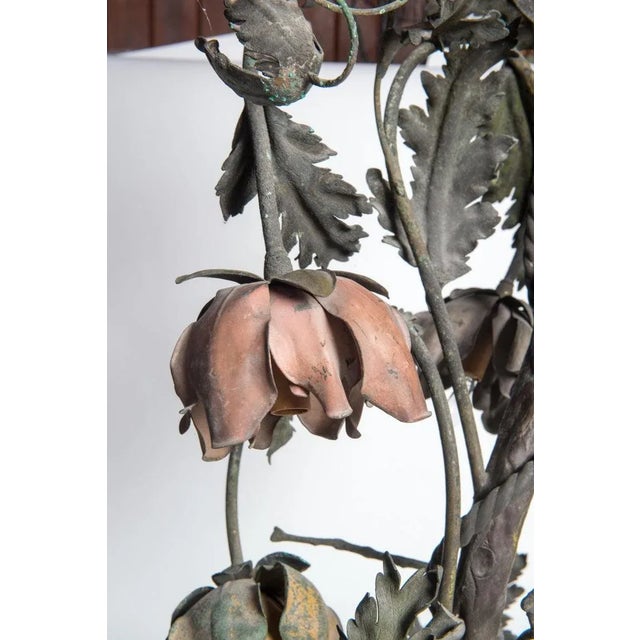 1920s 1920s Wrought Iron Floral Vine Chandelier For Sale - Image 5 of 13