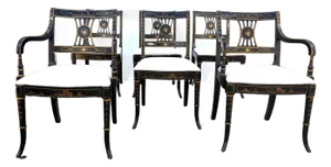 Regency Style Chinoiserie Dining Chairs Set of 6