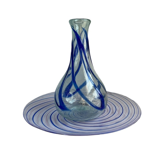 This beautiful vintage Murano attributed hand-blown sculptural art glass vase has a unique tapered gourd silhouette that...
