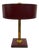 Red Leather Table Lamp in the style of Jacques Adnet, France, 1980s For Sale