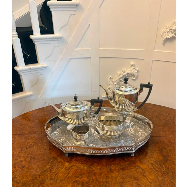 Antique Edwardian Silver Plated Tea and Coffee Set, 1900, Set of 4 For Sale - Image 3 of 18