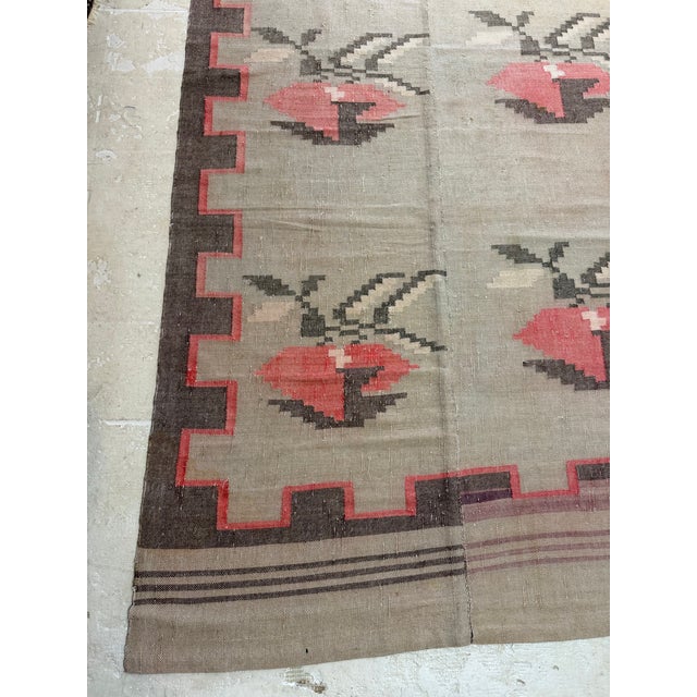 Antique Greek handwoven flatweave rug dating to the early 20th century, featuring a striking geometric composition with...