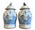 This is a pair of large, high quality porcelain blue and white Balaster Temple Jar / Ginger Jar decorated with a large...
