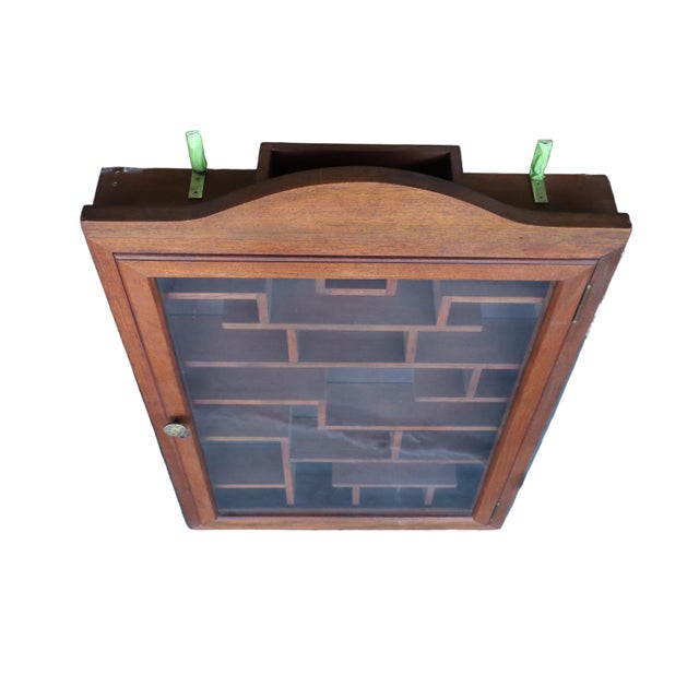 Great Pair of Large Wood Chinese Hanging Display Show Case With Glass Door For Sale - Image 4 of 10