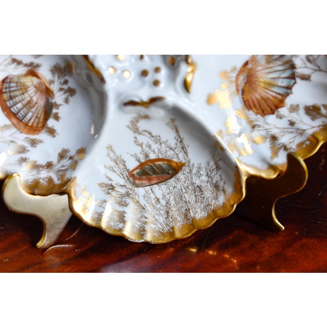 1920s Antique Limoges T v Oyster Plate, Jones McDuffee & Stratton, Hand-Painted Shells, C. 1892-1907 For Sale - Image 5 of 10