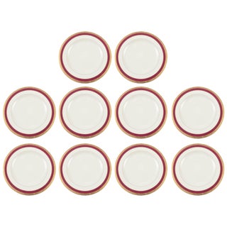 Ten Antique Ruby and Gilt Band Dessert or Salad Plates For Sale