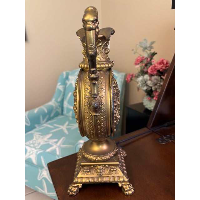 Vintage Baroque Revival Figural Wine Ewer Urn W/Cherubs & Gargoyles For Sale - Image 4 of 8