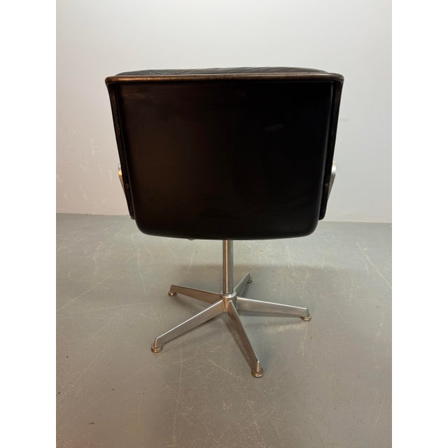 Mid-Century Desk Chair with Black Leather Upholstery and Aluminium Frame from Wilkhahn, 1960s For Sale - Image 6 of 9