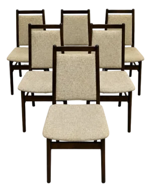 Set of Six - Mid Century Modern Dining Chairs, Made in Denmark, C. 1960’s | Danish Beech Scandinavian Chairs