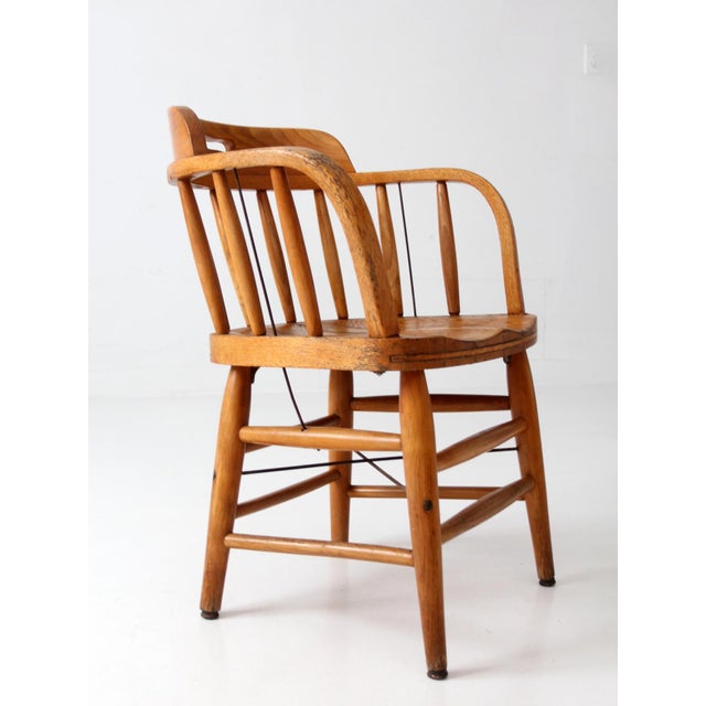 Vintage Oak Captain's Chair For Sale - Image 14 of 17