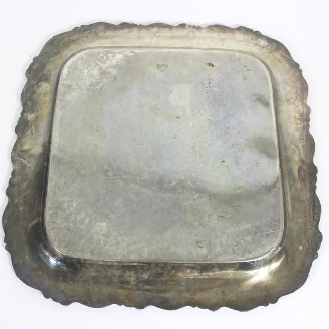English Vintage Square Silver Plated Bar Tray For Sale - Image 3 of 8