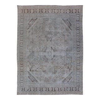 Mid 20th Century Mid 20th Century Vintage Persian Mahal Rug With Sub-Geometric Design With Small Medallion For Sale