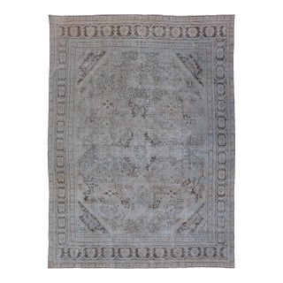 Mid 20th Century Vintage Persian Mahal Rug With Sub-Geometric Design With Small Medallion For Sale