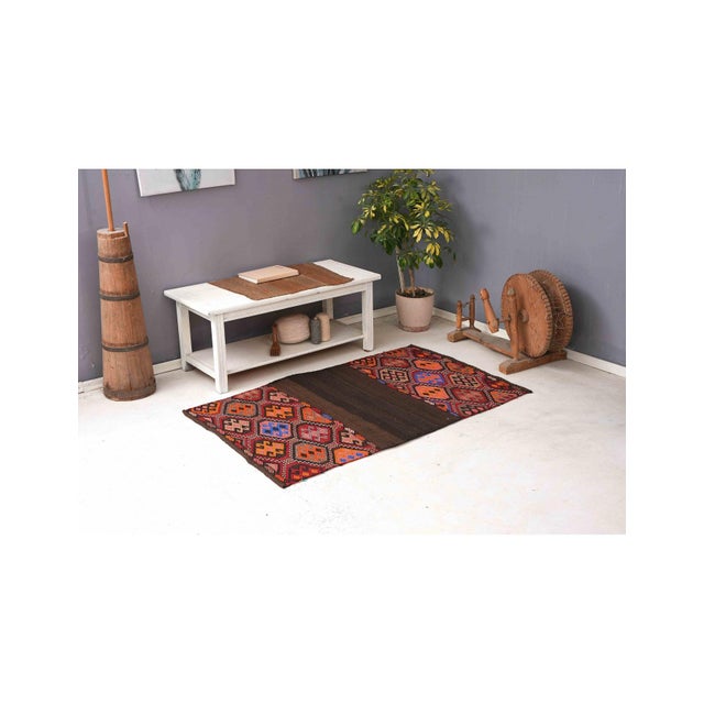 Decorative Vintage Turkish Kilim Rug - 3`5″ X 5`5″ Ft For Sale - Image 4 of 6