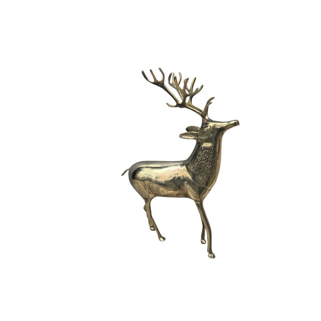 Metal Vintage Brass Deer Figurine For Sale - Image 7 of 14