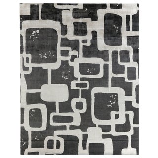 Bridgewater Hand loom Bamboo/Silk Gray/Ivory/Multi Rug-8'x10'" For Sale