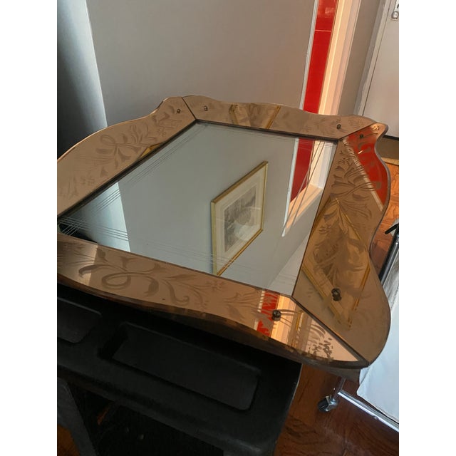 Peach Rare Art Deco Nouveau Venetian Mirror For Sale - Image 8 of 8