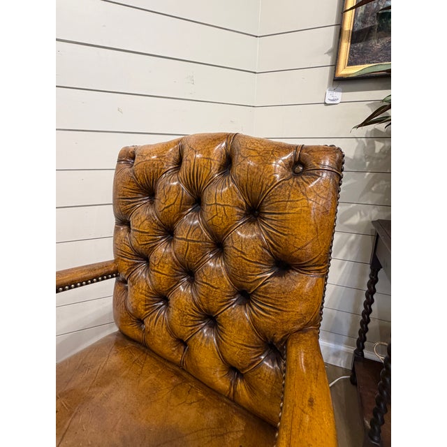 Vintage English Leather Chair For Sale - Image 10 of 11