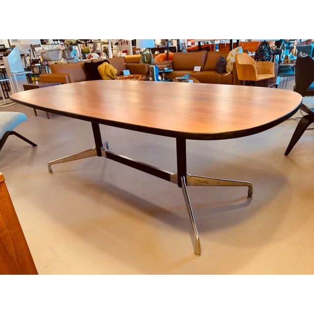 Herman Miller Late 20th Century Eames Race Track Dining Table in Walnut For Sale - Image 4 of 13