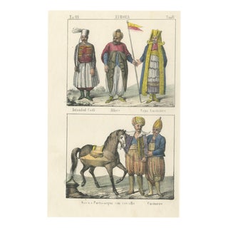 Istanbul Cadi with Standard Bearer and Head Cook and Water Carrier, 1842, Paper For Sale