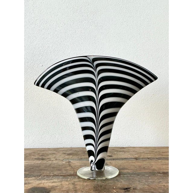 Glass Vintage Striped Art Glass Vase After Murano For Sale - Image 7 of 12