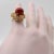Vintage 14k Gold Freeform Sardinian Coral Sphere Ring Size 5 For Sale - Image 9 of 9