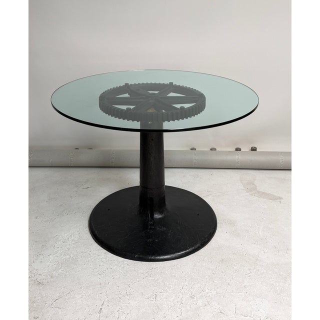 1920s Industrial Pedestal Table With Glass Top For Sale - Image 12 of 12