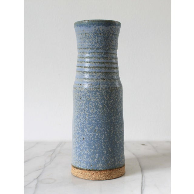 Vintage Blue Studio Art Pottery Vase For Sale - Image 4 of 6