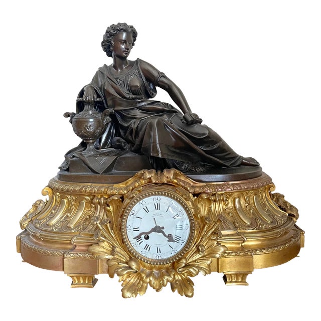 Early 19th Century French Monumental Sized Gilt Bronze Mantel Clock by Denière and Cailleaux For Sale